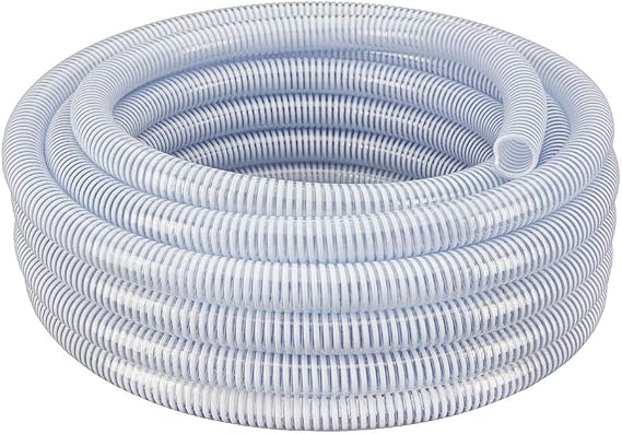 Flexible PVC Clear with White Helix Suction and Discharge Hose (1-1/2" dia x 100 ft)