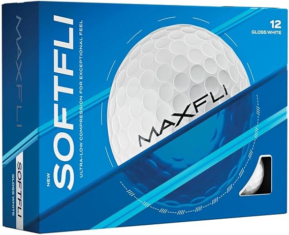 Maxfli SoftFli Golf Balls 12-Pack Gloss White | Soft Feel Low Compression Golf Balls for Distance & Control | Durable Ionomer Cover | Ideal for Beginners & Recreational Golfers