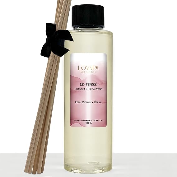 DE-Stress Lavender Eucalyptus Diffuser Oil - Luxury Essential Oils for Diffuser Refill & Air Freshener Room Spray - Long-Lasting Home Fragrance, Scented Oil for Diffusers, USA Made, 4oz