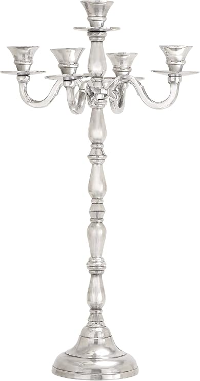Deco 79 Aluminum Metal Candelabra, 10" x 10" x 23", Silver