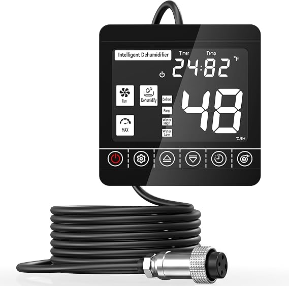 Crawl Space Dehumidifier Remote Controller fits models AS600,AS610, 32.8ft Cable, Digital Humidity, Temperature, Timer, Adapt Humidity Level for Basement Commercial Dehumidifier