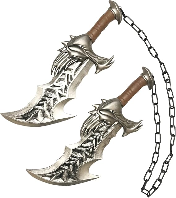 LALAPORT 17 Inch God-War Blade of Chaos Swords Foam Axe with Chain Cosplay Prop LARP 1:1 Replica Costume Halloween