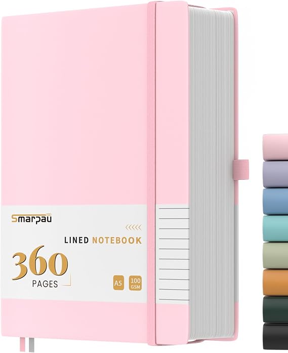 Smarpau 360 Pages Lined Notebook A5 - Thick Leather Lined Journal Notebook