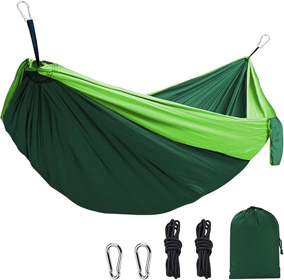 Camping Hammock with Heavy Duty Tree Straps, 660lbs Portable Hammock Tent for Outside, Outdoor Camper Hiker Essentials for Hiking Backpacking Backyard Beach(Green)