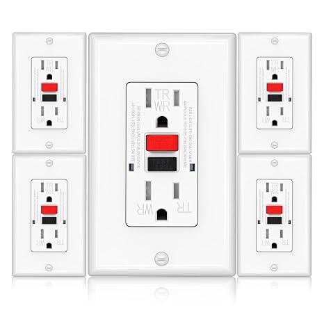 GFCI Outlet, Weather & Tamper Resistant Outlets, UL Listed Self Test GFI Receptacle, Outdoor or Indoor, 15 Amp (5 Pack)