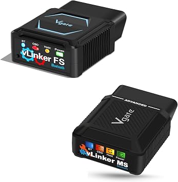 Vgate vLinker FS Bluetooth OBD2 Diagnostic Scan Tool for Android, iOS, Windows & Vgate vLinker MS Bluetooth OBD2 Car Scan Tool Supports CAN Protocols GMLAN, MS CAN, CH CAN, LS CAN