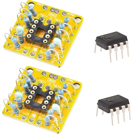 2 pcs Preamp Board Dual OP Amp Preamp DC Amplification PCB Board with NE5532 DIP-8 IC for OPA2134 OPA2604 AD826 NE5532