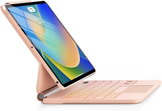 ALIWLHOF for iPad 9th Generation Case with Keyboard,Magic Magnetic Keyboard Case for iPad 10.2 9th/8th/7th Gen & Air 3,Pro 10.5, Multi-Touch Trackpad - Backlit (Rose Gold)