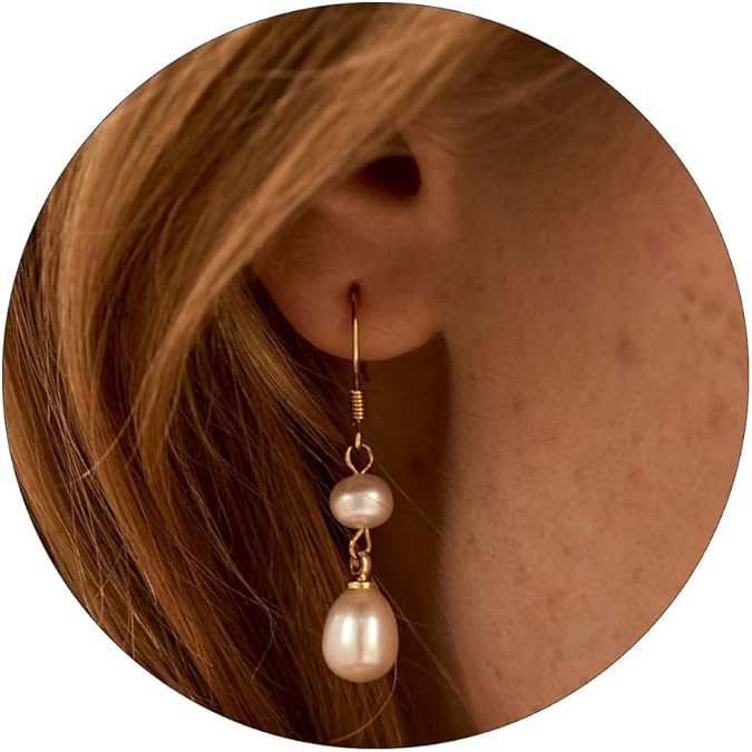 Pearl Earrings for Women Dainty Gold Pearl Drop Dangle Earrings Hypoallergenic Pearl stud Earrings Wedding Jewelry Gift for Women