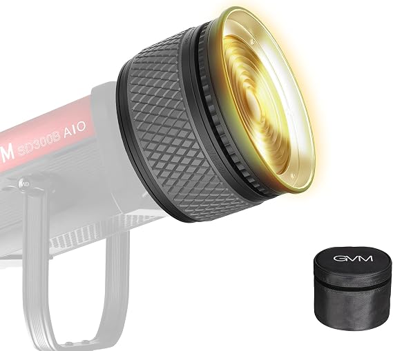 GVM F40 Fresnel Spotlight Concentrator with Bowens Mount, 10-40 Variable Beam Angle Adjustable for GVM SD200B/SD300B/SD80D & PR150 LED Video Light, 550%-950% Brighter for Video Studio Film Lighting