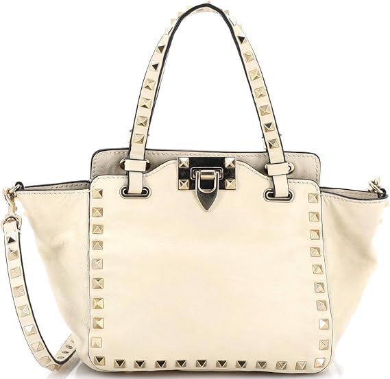 Pre-Loved Rockstud Tote Soft Leather Small, Neutral