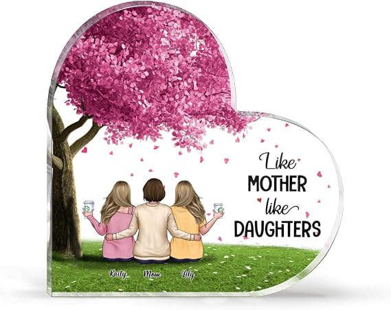 Gossby Personalized Like Mother Like Daughters Acrylic Heart Plaque