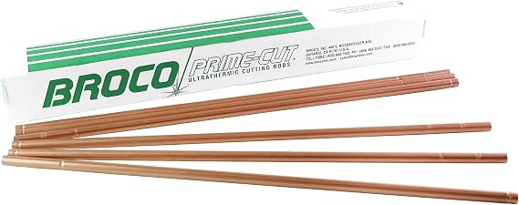Broco Industrial Prime Cut Exothermic Cutting Rods - For Exothermic Cutting Torch Kit, Industrial-Grade for Metal Cutting, 1/4" x 18", 50 Rods