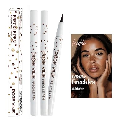 2 Pack Freckle Pen,Liquid Face Fake Freckles Makeup Pen to Create Natural Freckle Makeup and Freck beauty,Fake Freckles Waterproof for Lifelike Sunkissed Makeup,Mole Pen 01Light02Medium