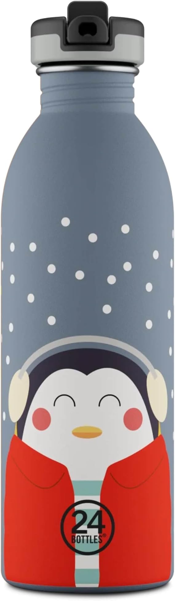 24BOTTLES Kids - Children's Water Bottle with Straw for Elementary School and Kindergarten 500 ml, Children's Water Bottle 100% Airtight in Stainless Steel BPA Free Ultralight [Non-Thermal], Happy