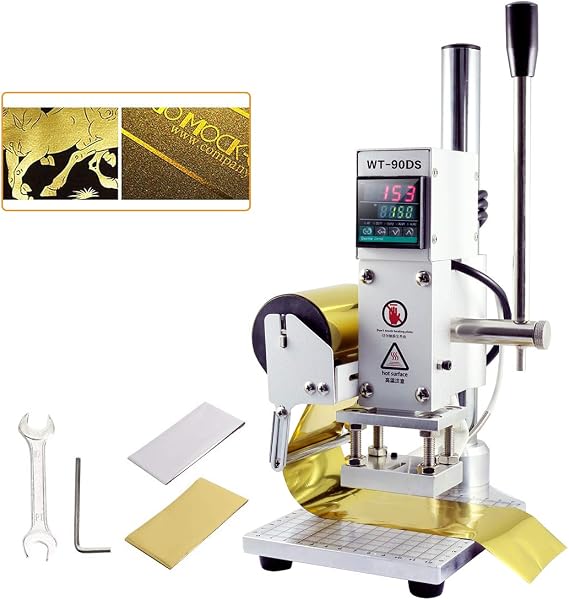 Digital Embossing Machine,5x7cm Hot Foil Stamping Machine, Leather Bronzing Pressure Mark Machine,300C Manual Stamper Heat Press Machine,Manual Tipper Stamper for PVC Leat(M)