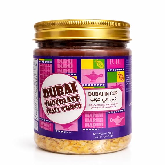 Dubai Chocolate Crazy Choco - Kunafa & Pistachio Milk Chocolate Spread (380g) | Crunchy Toasted Kunafa Layer, Creamy Pistachio & Premium Cocoa | Authentic UAE Dessert Experience in a Cup | Gourmet Gift & Topping (Pack of 1, Kunafa & Pistachio Milk)