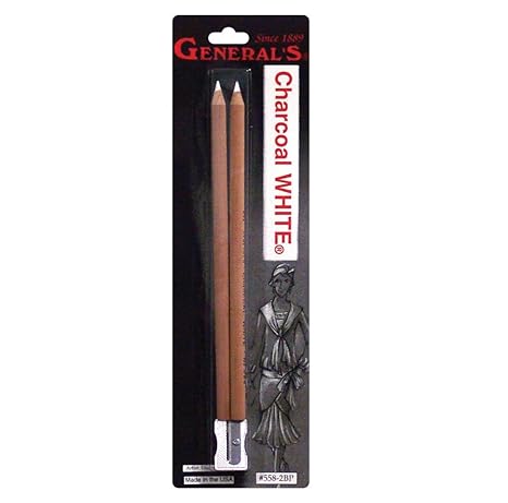 General Pencil 5582BP Charcoal White Pencils 2/Pkg-2B
