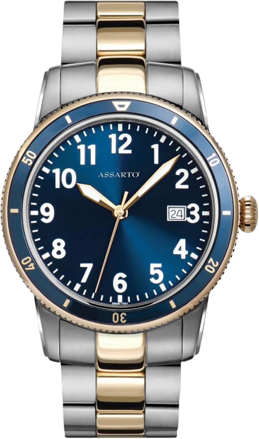Mens Watch with Swiss Movement and 316L Stainless Steel Case - Classic Mens Watch with Date Display and Sapphire Glass Oceantime Collection Analogue High Quality