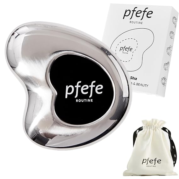 pfefe Stainless Steel Cryo Gua Sha for Face Neck Body, Metal Beauty Tool