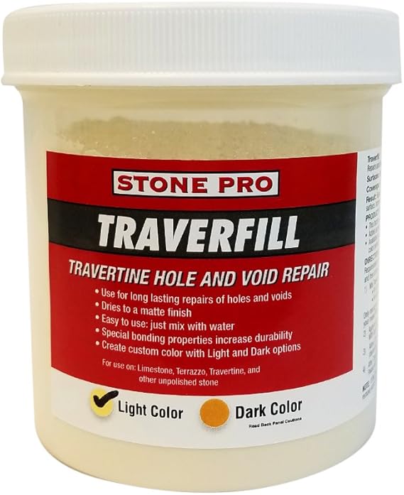 Stone Pro Traverfill - Travertine Hole and Void Repair - 1 Pound - Light | Void & Hole Repair, Travertine Repair, Light 1 LB