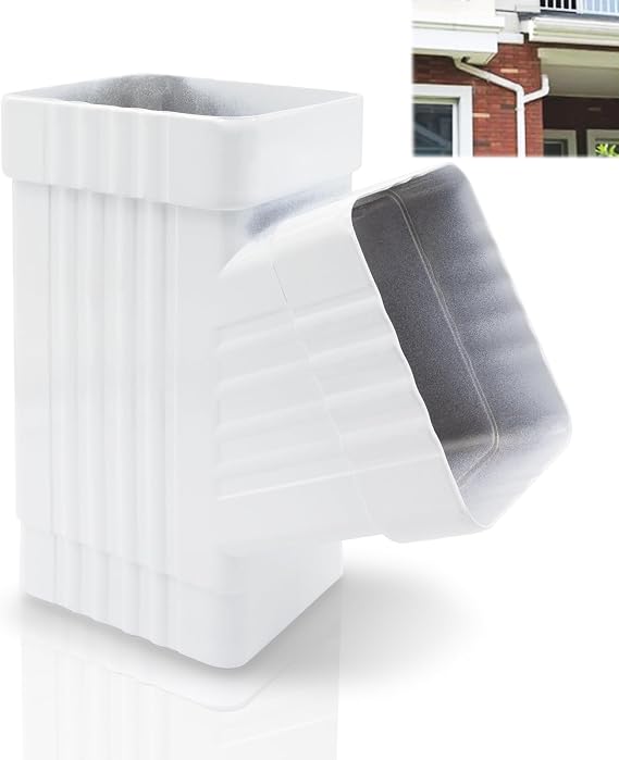 Gutter Y Downspout Connector, Gutter Y Connector, Square Downspout Diverter, Downspout Diverter, Rain Gutter Downspout Extensions Rainwater Drainage (White, Fits 3 x 4 inch)