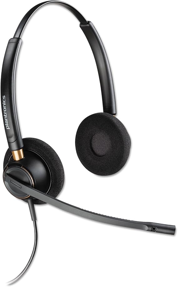 Poly EncorePro 520 QD headset (Plantronics) Works with Poly Call Center Digital Adapters Acoustic Hearing Protection Dual ear