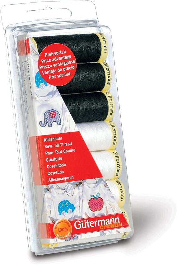Gutermann Thread Set: Sew-All: Black & White: 7 x 100m