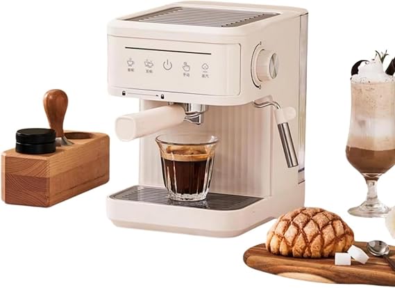 Coffee Maker, Semi-Automatic Coffee Machine, Coffee Machine, Espresso Machine for Home, Semi-Automatic Small Milk Foam/Latte Art/Steam, Large Capacity, White and Black 868, White