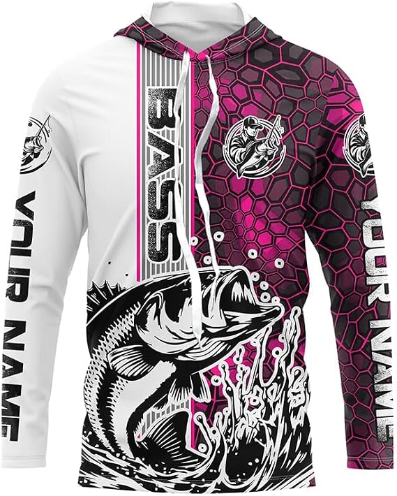 Largemouth Bass Fishing Custom Long Sleeve Tournament Shirts, Bass Fishing Jerseys | Pink Camo
