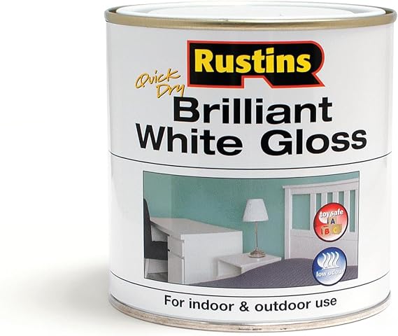 Rustins Quick Dry Brilliant White Gloss Paint 250ml | 8.5 Fl. Oz.