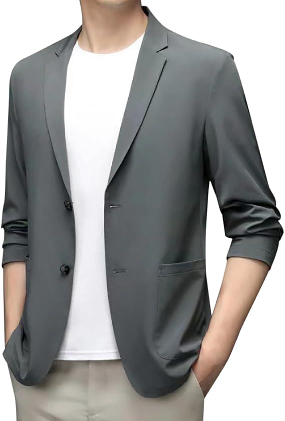 Men's Blazers Long Sleeve Classic Fit Solid Color Autumn Suit Jackets Two Button Soft Wedding Party Blazers