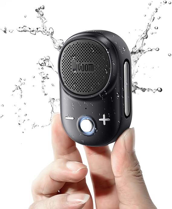 Divoom Itour-S Giyilebilir Bluetooth Hoparlör, IP67 Su Geçirmez Toz Geçirmez, Taşınabilir Küçük Klipsli Bluetooth Hoparlör, 10H Çalma Süresi, Mutfak, İş, Seyahat, Bisiklet, Golf, Havuz için (Siyah)