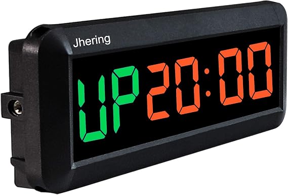 Gym Timer, LED Interval Timer with Remote, Count Down/Up Clock, Stopwatch, Workout Clock for Home Garage Gym Fitness Tabata EMOM 1.5" (Green/Red)