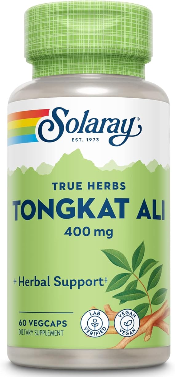 SOLARAY Tongkat Ali 400 mg - Longjack Tongkat Ali for Men - Herbal Support for Men's Health and Vitality - Vegan, Non-GMO, Lab Verified - 60 Servings, 60 VegCaps | Men's Vitality & Stamina Support - True Herbs Whole Root Longjack - 60 Servings - Vegan, Non GMO, Lab Verified