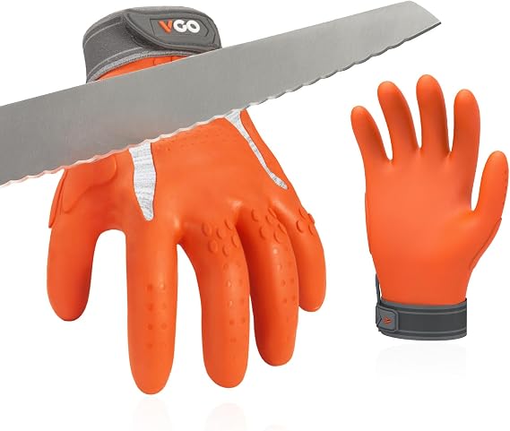 Vgo... NGG X1 Seamless Utility Gloves,Cut Resistant Safety Work Gloves,HPPE Anti-cut Liner,EN388 level C,ANSI level A3,Anti-slip Palm Mechanic Gloves(XL,Orange,TP1112HY)