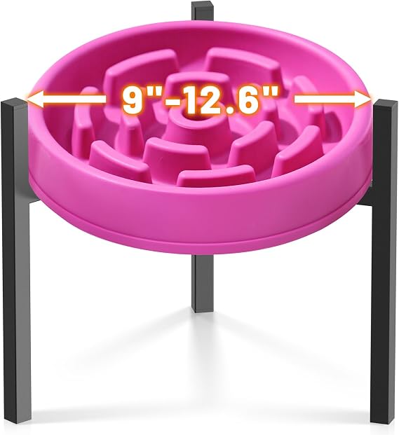 LOOBANI Dog Bowl Stand Single: Fits for Bowls Width 9"-12.6" - Adjustable Elevated Dog Bowls Metal Stand for Medium & Large Dogs - Black (Without Bowl)