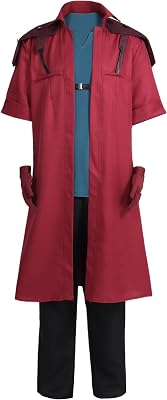 DZAOCS Anime Mens Red Long Coat Cosplay Costume Outfit with Gloves Accessories Full Sets for Party Christmas