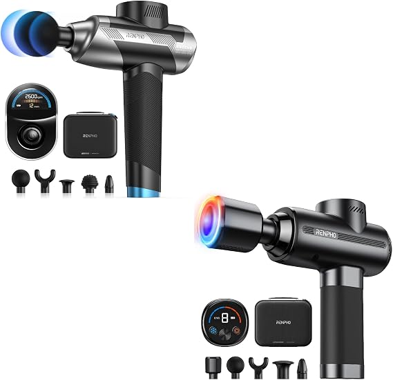 RENPHO Active Thermacool 2 Massage Gun+Ascend Massage Gun with 6-12mm Adjustable Amplitude
