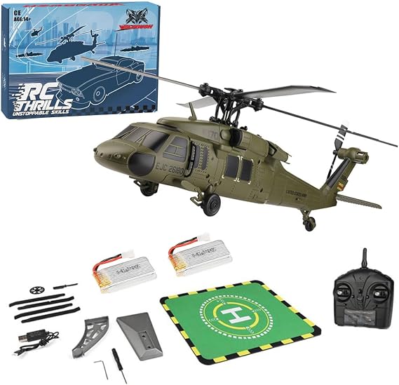 WL K170 Black Hawk UH-60L RC Helicopter for Adults, 170 Size 2.4G 4CH Flybarless 6-Axis Gyro RC Military Helicopter Toy Gift - RTF
