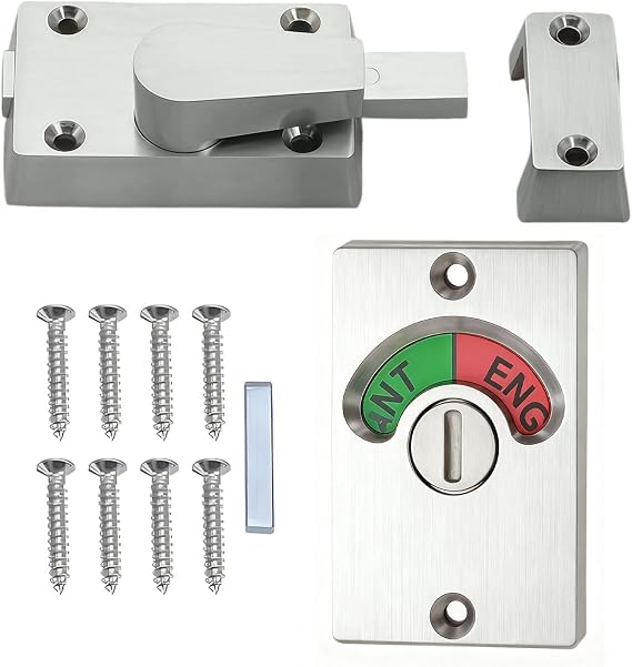 Latch Indicating Lock, Easy to Install and Use Bathroom Door Locks Toilet Door Locks with Screws, Durable Lock for Bathroom Doors Suitable for Bathrooms Toilets Shower Rooms