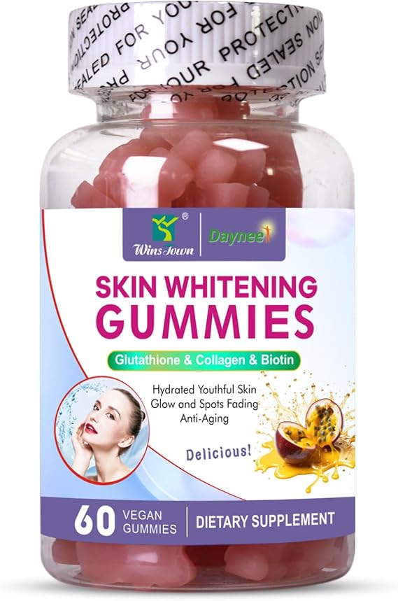 Skin Whitening Gummies, Beauty & Antioxidant, 60 Ct | With I-Glutathione, Collagen & Bioth, Antioxidant & Skin Care, Anti-Aging, Vegan, Delicious