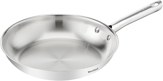 Tefal Duetto On Frying Pan 20 cm, Unsealed, Thick Heat Diffusion Base, Comfort Grip, Durable, Suitable for All Hobs, Stainless Steel, B8660234