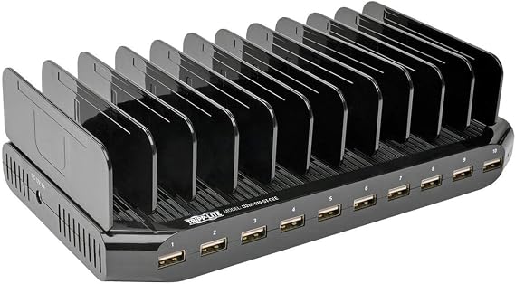 10-Port USB Charging Station with Adjustable Storage, 12V 8A (96W) USB Charger O