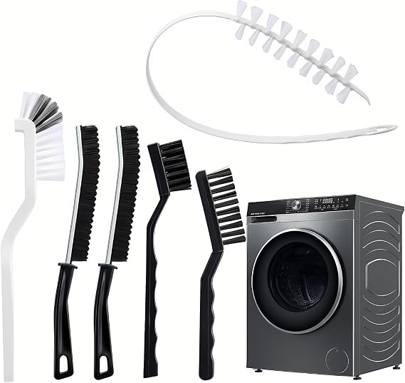 6 Pcs Washing Machine Cleaning Brush Kits, Front Load Washer Cleaner Brushes Tools - 1 Pcs Drum Laundry Cleaning Brush and 5 Pcs Crevice Cleaning Brushes for Lint, Tight Spaces and Washer Rubber Seal