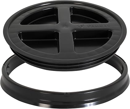 GAMMA2 Gamma Seal Lid - Pet Food Storage Container Lids - Fits 3.5, 5, 6, 7 Gallon Buckets, Black, Made in USA
