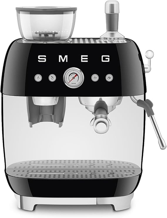 Smeg EGF03BLEU Espresso Makinesi, Tam Otomatik Kahve Makinesi, 50s Style, Siyah