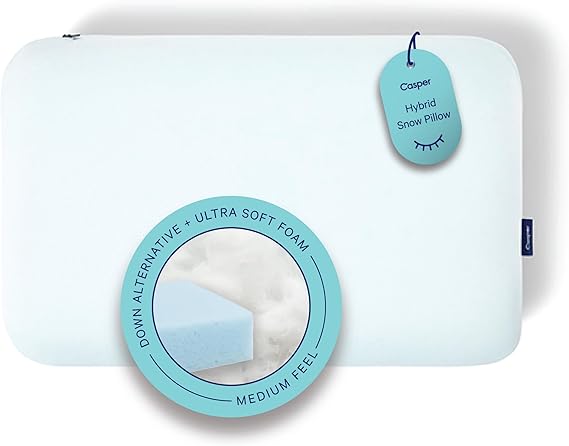 Casper Sleep Hybrid Snow Pillow, Standard, White