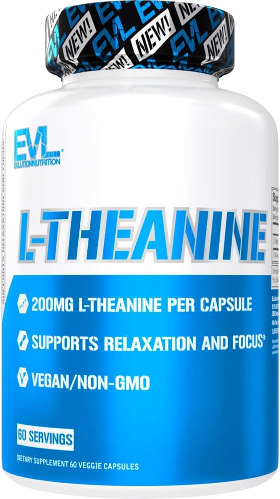 EVL L-Theanine 200mg Capsules for Focus & Relaxation - 60 Servings