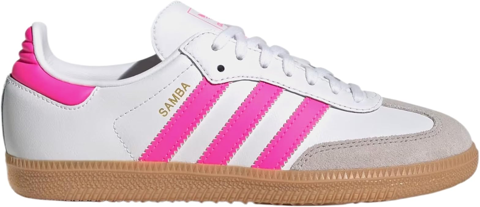 adidas Samba OG Grade School Lifestyle Shoes (Cloud White/Lucid Pink/Gum) Size 7